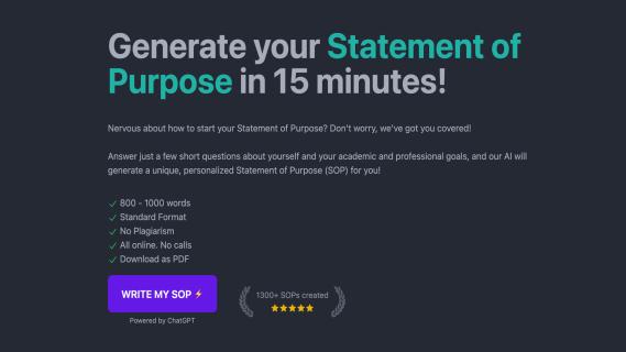Create your Statement of Purpose with AI logo