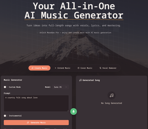 MuseGen - Turn ideas into full-length songs with vocals, lyrics, and mastering.
